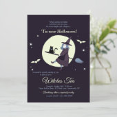 Hexen Tea Halloween Einladung (Stehend Vorderseite)