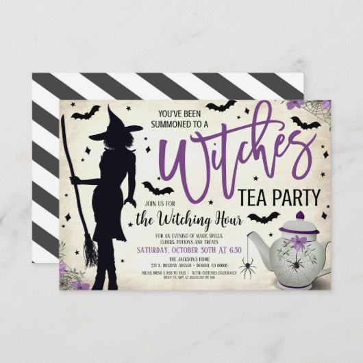 Hexen-Tea-Party Einladung (Vorne/Hinten)