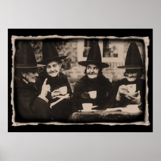 Hexen Tee Party - Schwarz/Weiß Poster