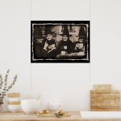 Hexen-Teeparty – alt Schwarz/Weiß Poster (Küche)