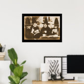 Hexen-Teeparty – Sepia Poster (Heimbüro)