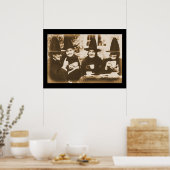 Hexen-Teeparty – Sepia Poster (Küche)