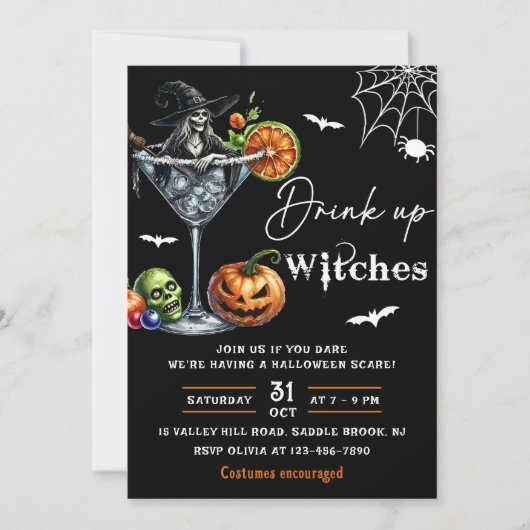 Hexen trinken Halloween-Party Einladung (Vorderseite)
