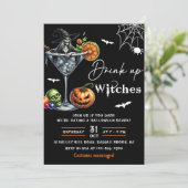 Hexen trinken Halloween-Party Einladung (Stehend Vorderseite)