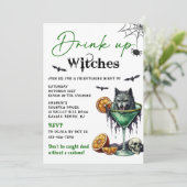 Hexen trinken Halloween-Party Einladung (Stehend Vorderseite)