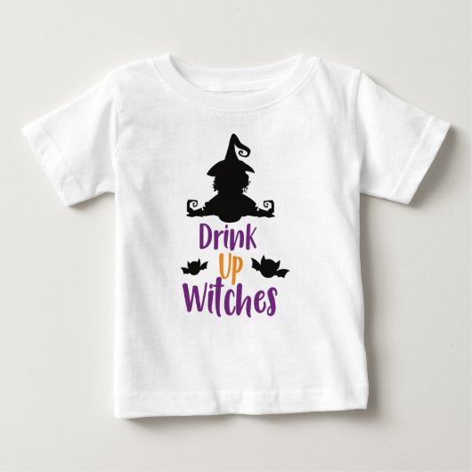 Hexen trinken, Hexen, Fledermäuse, Halloween Baby T-shirt (Vorderseite)