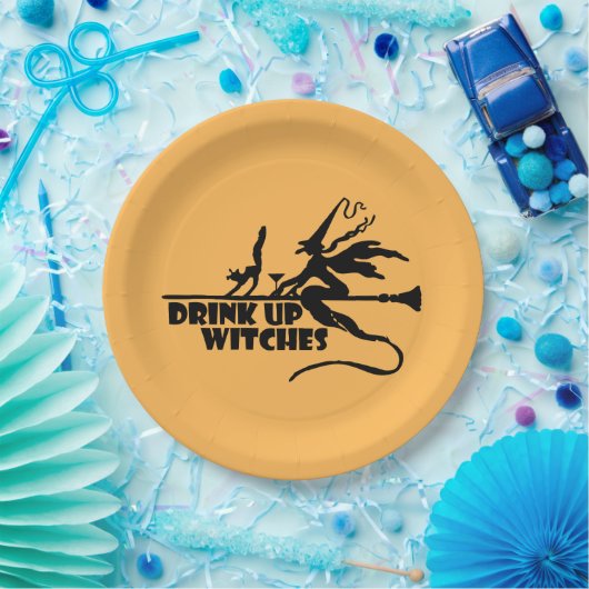Hexen trinken, orange pappteller (Party)
