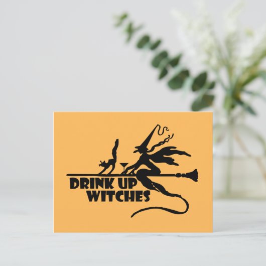 Hexen trinken postkarte (Stehend Vorderseite)