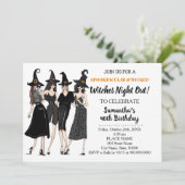 Hexen übernachten halb am Geburtstag Einladung (Stehend Vorderseite)