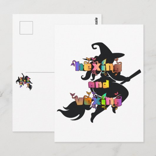 HEXEN UND ÄRGERN für die Plus Size Hexe Postkarte (Vorne/Hinten)