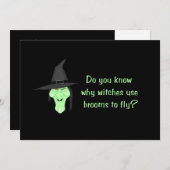 Hexen und Besen Einladung (Vorne/Hinten)