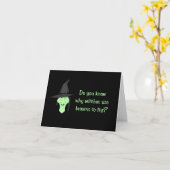 Hexen und Besen Karte (Gelbe Blume)