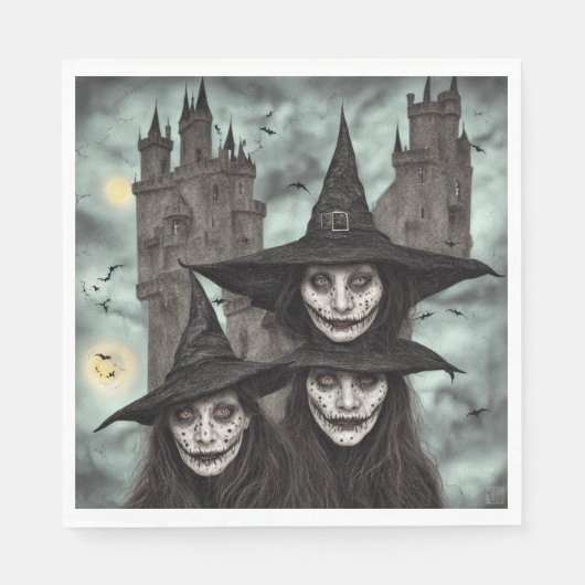 Hexen und Burg - Servietten aus Papier (Vorderseite)