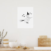 Hexen und Fledermäuse einfache Linie Art Minimales Poster (Küche)