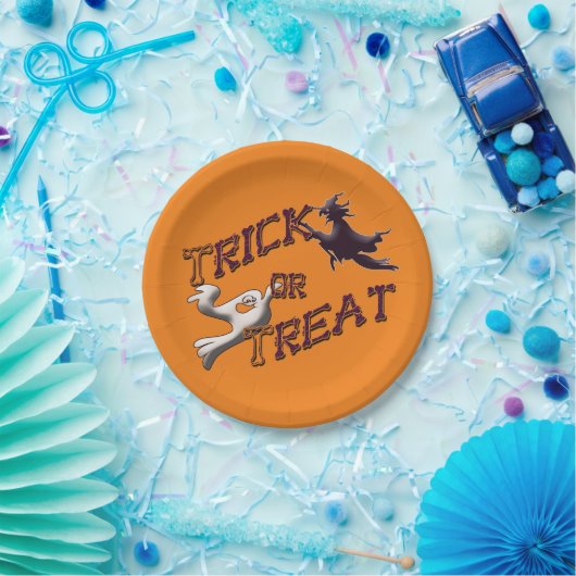 Hexen- und Geistertrick oder Treat Halloween-Telle Pappteller (Party)