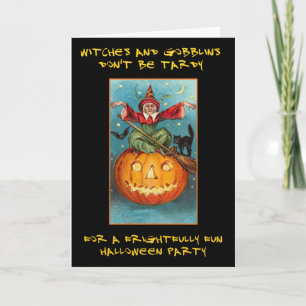 Hexen und Gobblins Blutiger Text Halloween-Party Einladung