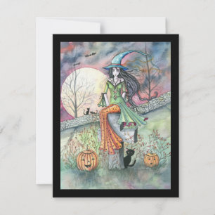 Hexen- und Katzen-Halloween-Party-Einladungen Einladung
