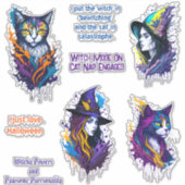 Hexen und Katzen sind Partner in magischer Unheil Aufkleber (Vorderseite)