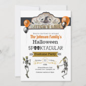 Hexen und tanzende Skelette Kostüme Party Einladung (Vorderseite)