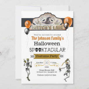 Hexen und tanzende Skelette Kostüme Party Einladung