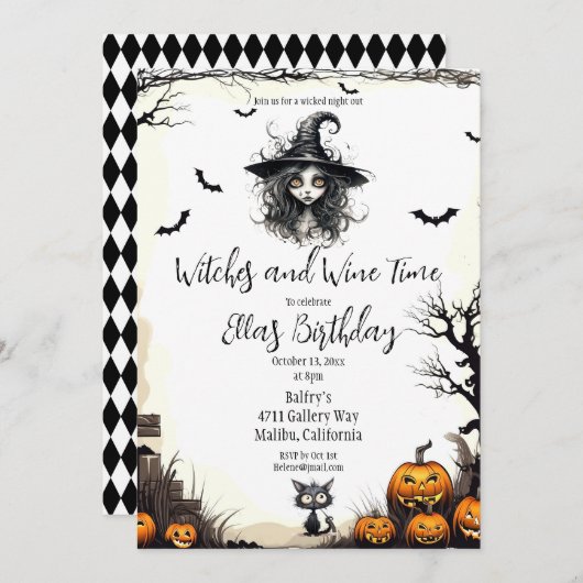 Hexen und Weinzeit Einladung (Vorne/Hinten)