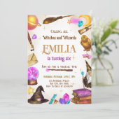 Hexen und Zauberer Girl Birthday Magical Party Einladung (Stehend Vorderseite)