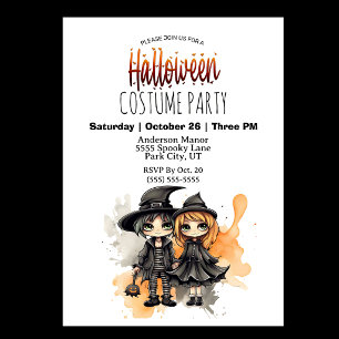 Hexen- und Zauberer-Halloween-Party Einladung