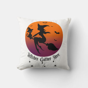Hexen Versammeln Sich Hier Spinnen Halloween Sonn Kissen