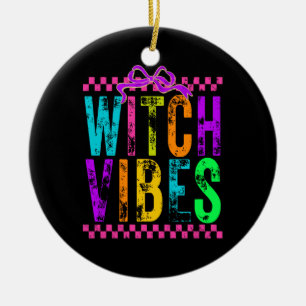 Hexen-Vibes Halloween-Neon-Karo-Bogen Keramik Ornament