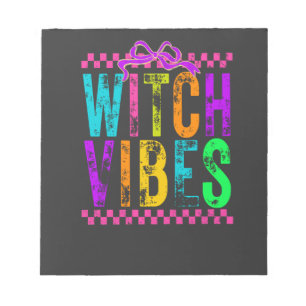Hexen-Vibes Halloween-Neon-Karo-Schleife Notizblock