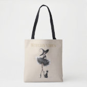 Hexen-Vibes Light Edition – Gothic Hexe & Katze Tasche (Vorderseite)