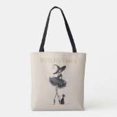 Hexen-Vibes Light Edition – Gothic Hexe & Katze Tasche (Rückseite)