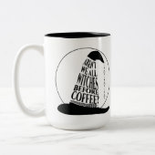 Hexen vor Kaffee - Halloween-Tasse Zweifarbige Tasse (Links)