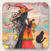 Hexen Way Halloween Art von Molly Harrison Getränkeuntersetzer (Vorderseite)