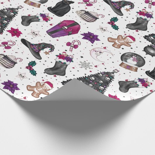 Hexen Weihnachtsmuster Geschenkpapier (Ecke)