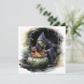 "Hexen & Whiskey Whirl" Halloween Einladung (Stehend Vorderseite)