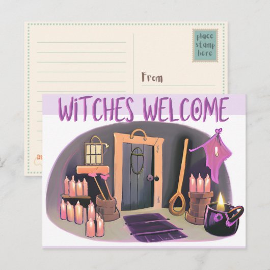 Hexen willkommen postkarte (Vorne/Hinten)