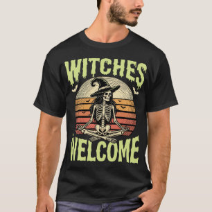 Hexen Willkommen Skelett Hexe Yoga Halloween T-Shirt