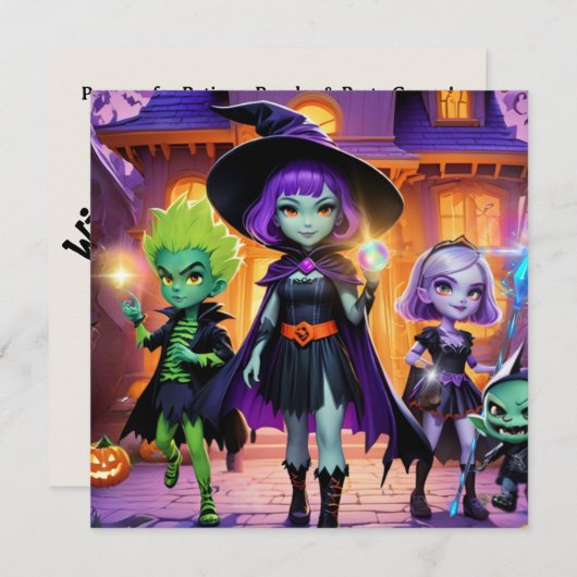 Hexen & Zauberer Einladung (Vorne/Hinten)