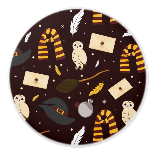 Hexen, Zauberer und Zaubermuster Keramikknauf (Vorderseite)