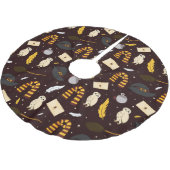 Hexen, Zauberer und Zaubermuster Polyester Weihnachtsbaumdecke (Schrägansicht)