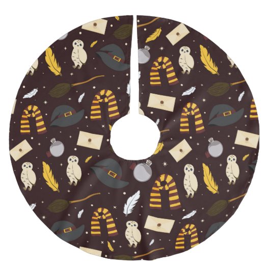 Hexen, Zauberer und Zaubermuster Polyester Weihnachtsbaumdecke (Vorderseite)