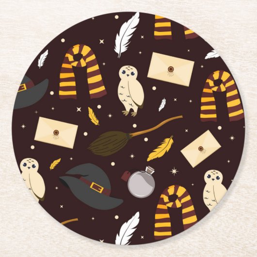 Hexen, Zauberer und Zaubermuster Runder Pappuntersetzer (Vorderseite)