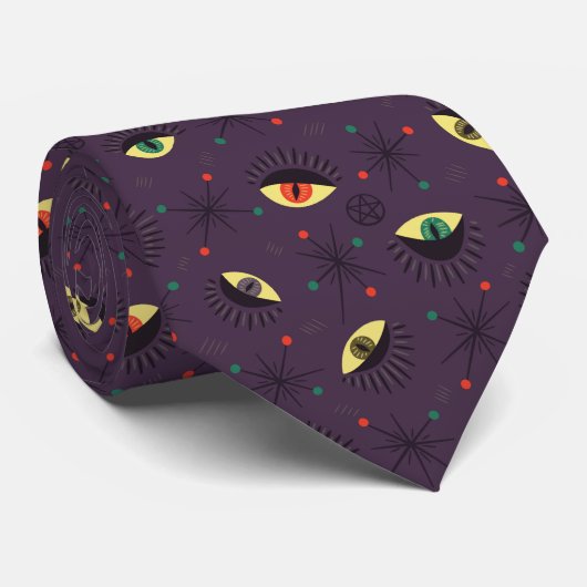 Hexenaugen Occult Pattern Halloween Krawatte (Gerollt)