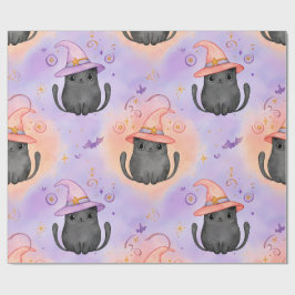 Hexenbart – Pastell-Halloween-Katzenmuster Geschenkpapier