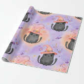 Hexenbart – Pastell-Halloween-Katzenmuster Geschenkpapier (Ungerollt)