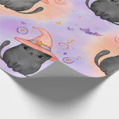 Hexenbart – Pastell-Halloween-Katzenmuster Geschenkpapier (Ecke)