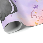 Hexenbart – Pastell-Halloween-Katzenmuster Geschenkpapier (Rolleneckpunkt)