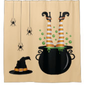 Hexenbeine, die aus einem Kessel-Halloween kommen Duschvorhang (Vorderseite)