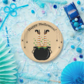 Hexenbeine, die aus einem Kessel kleben Pappteller (Party)